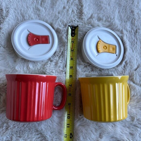 Corningware Pop-Ins 20-Ounce Mugs Set of 2 Orange & yellow microwave & oven safe - Picture 3 of 6